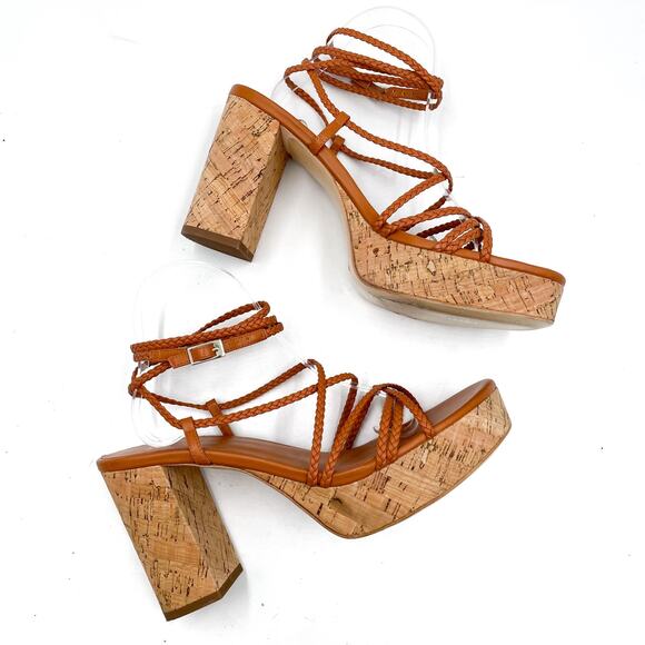 House of Harlow Braided Gladiator Platform Sandals Rust Brown Strappy Sz 9.5 - Picture 5 of 11